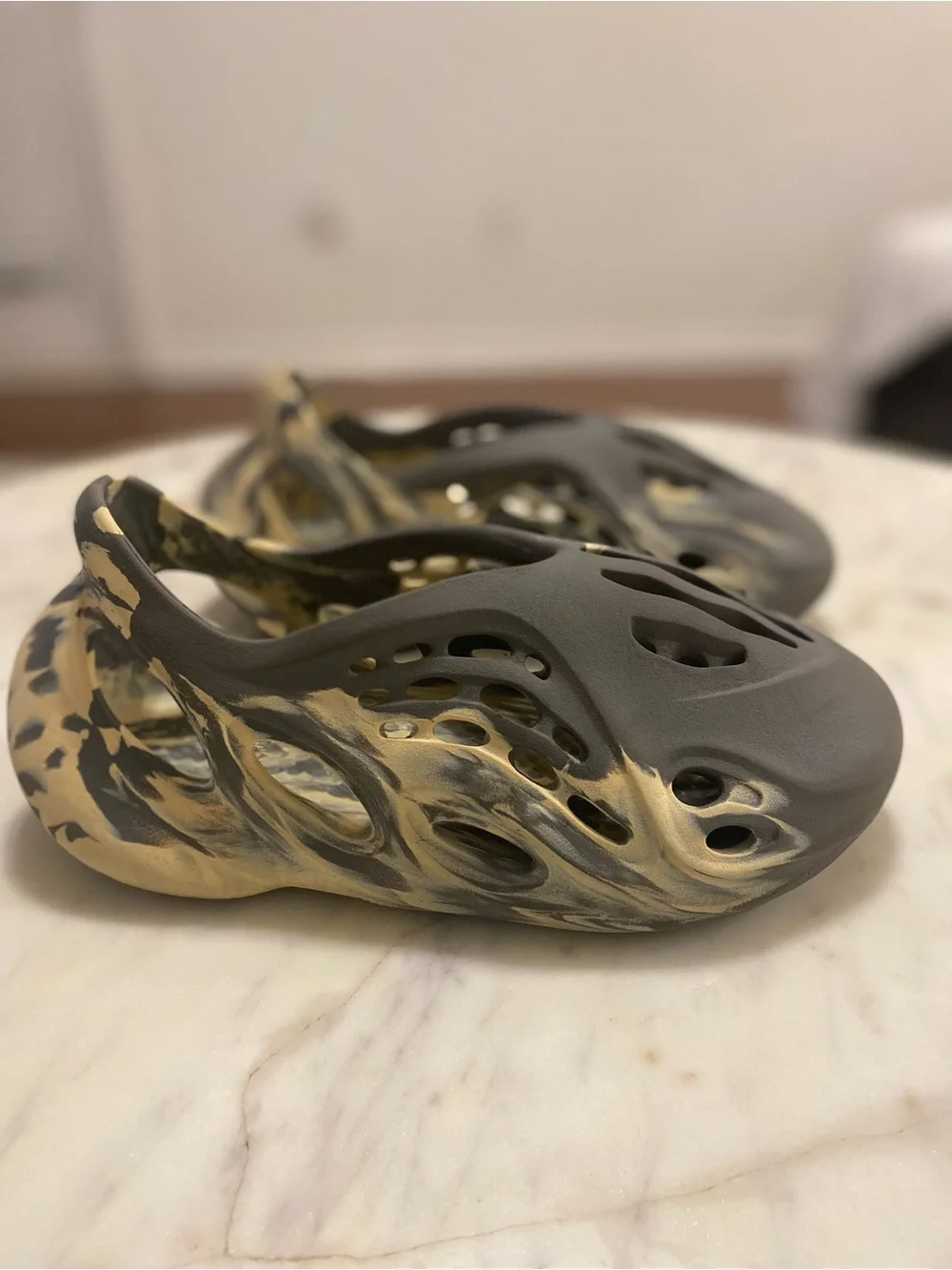 Yeezy Foam Runner Slip-On in Gray and Yellow Marbled